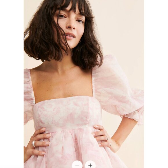 Excellent condition Selkie Puff Organza Mini Dress in pink and white - Picture 3 of 4